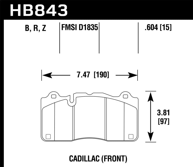 Hawk HB843N.604 2016 Cadillac CTS HP+ Street Front Brake Pads