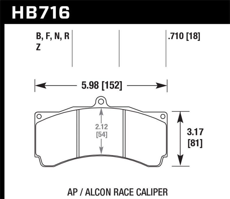 Hawk HB716U.710 AP Racing/Alcon Universal DTC-70 Race Brake Pads